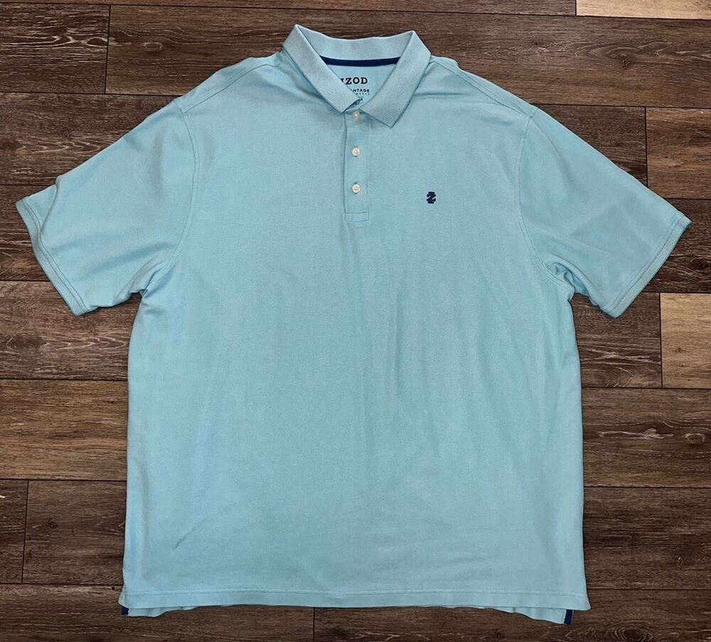 IZOD Advantage Performance Polo Shirt Stretch Teal Mens Size 3XLT TALL